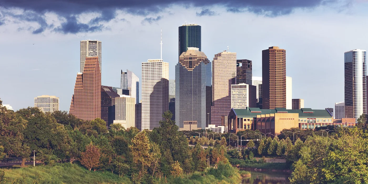 Vista de Houston, Texas, ciudad donde tramitamos placas temporales registradas en 20-30 minutos por WhatsApp