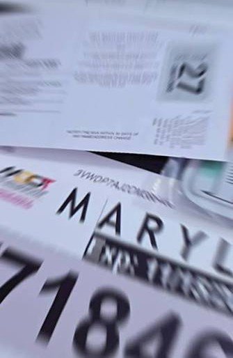 Ejemplo de placa temporal de Maryland